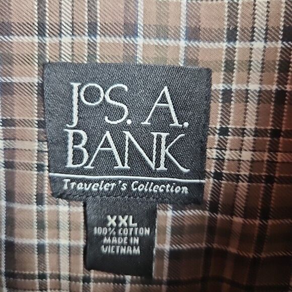 Jos a Bank traveler's Men's  shirt xxl brown black beige  plaid cotton - Picture 6 of 10